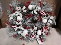 New Decorative Flocked Wreath - 26" Diameter