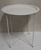 Small Folding Metal Coffee or Occasional Table in White 18.5W x 20H inches