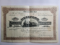 Vintage HEREFORD RAILWAY COMPANY Capital Shares . 25 Shares Issued Dec. 5 / 1919
