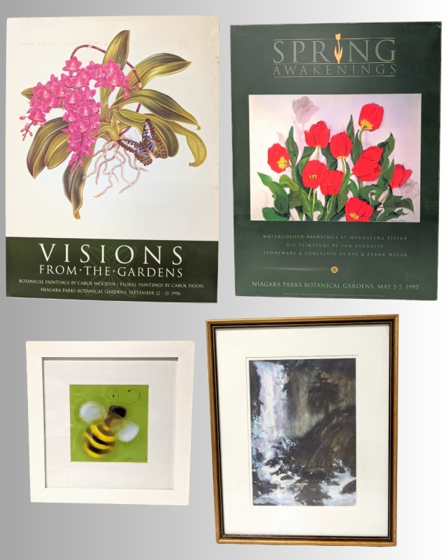 4 Pieces Wall Art : 2 Vintage Niagara Parks Art Marketing on Plakmount, Numbered Frame Print by Joanna Gillespie (1/5) & Framed Bumblebee