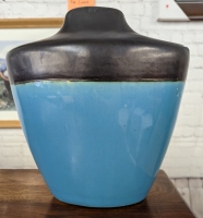 Large Blue & Black Pottery Vase