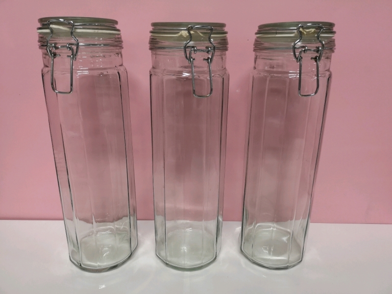 3 Glass Canisters - Great for Pasta