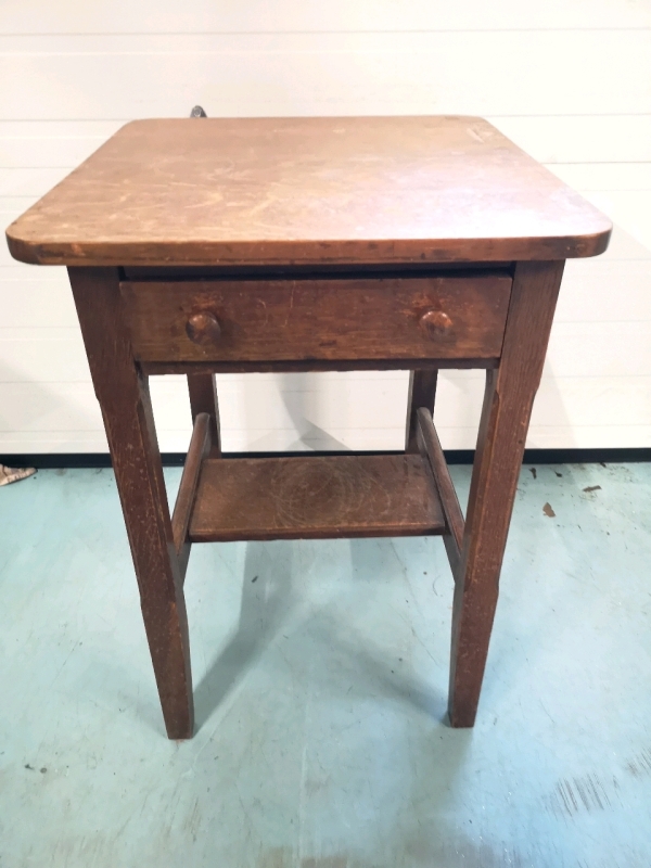 Vintage Solid Wooden Table with Drawer