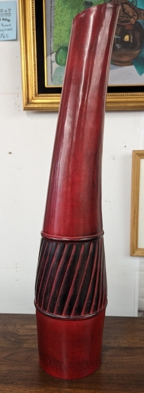 Tall Rust & Black Pottery Vase