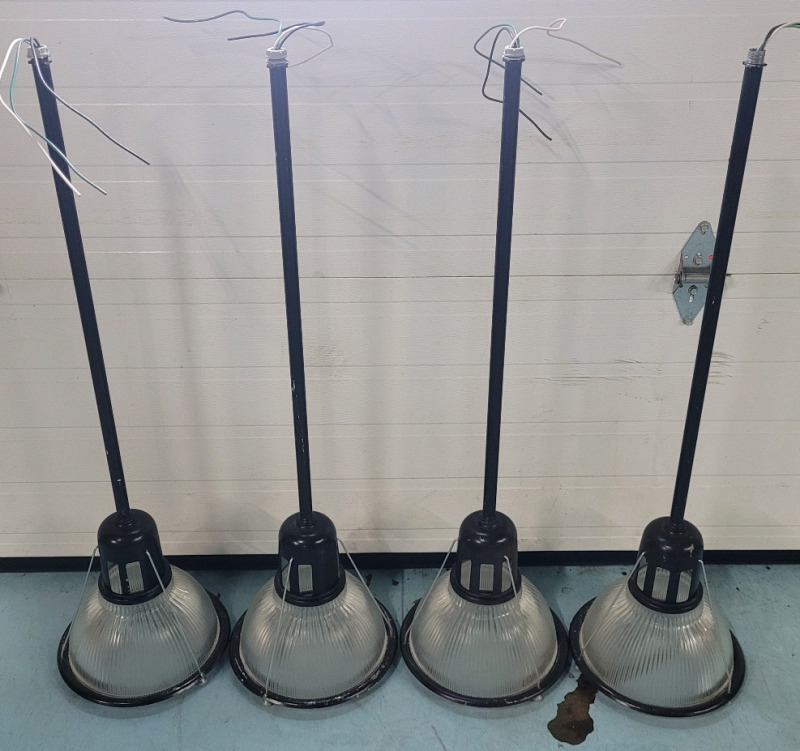 41.5" Glass Shade Industrial Ceiling Light Fixtures , Four (4) Lights