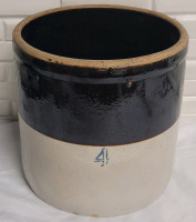Vintage #4 Crock , No Cracks . Some small chips bottom edge