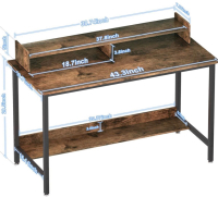 New WOODYNLUX Computer Desk with Shelves, 43 Inch Gaming Writing Desk