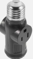 As NewOutlet Plug Splitter E26 Light Bulb to Dual 3-prong Outlet Plug with Pull