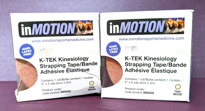 2 New inMotion K-Tek Kinesiology Strapping Tape (2" x 5yds ea)