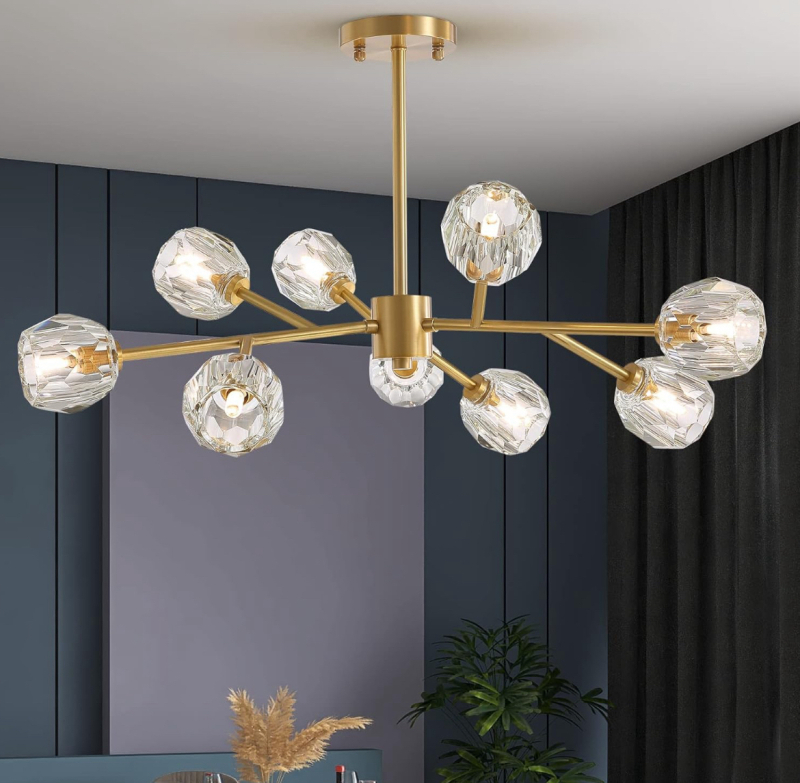 New APBEAM Sputnik Brass Chandelier