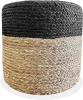 The Knitted Co Hand Braided Round Boho Pouffe 16"x16"x16" Black