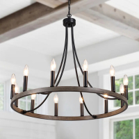 New 12 Light Farmhouse Chandelier Rustic Brown