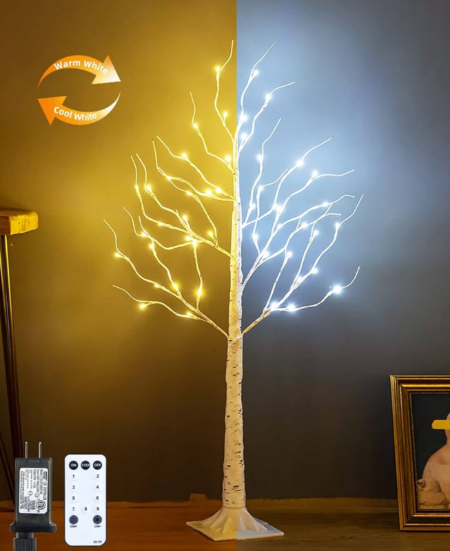 New 4ft LED Lit Birch Tree