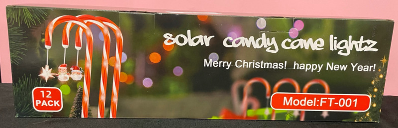 12 Pack Solar Candy Cane Lights with Hardware
