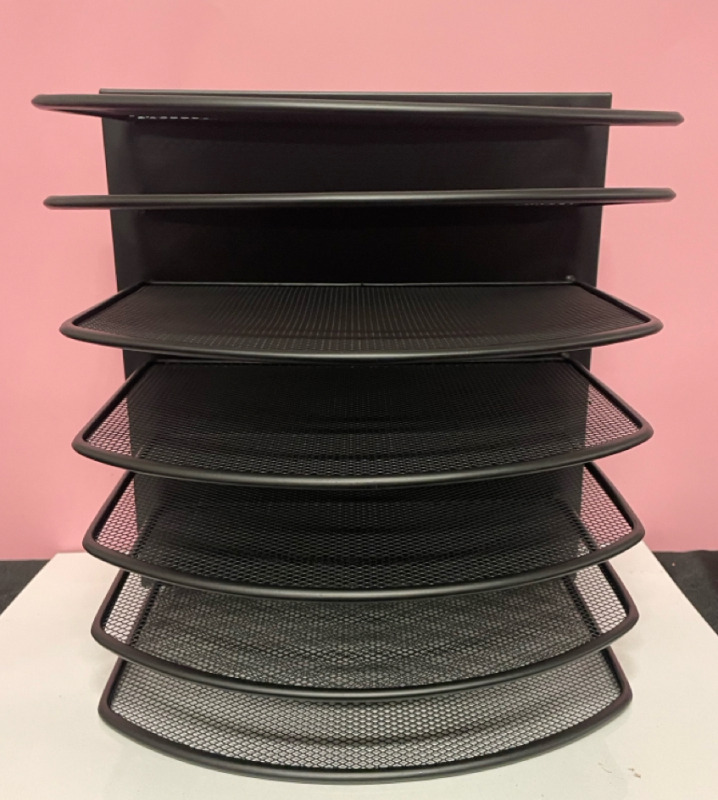 NEW Organizer Vertical 6 Slot Metal Mesh , Black