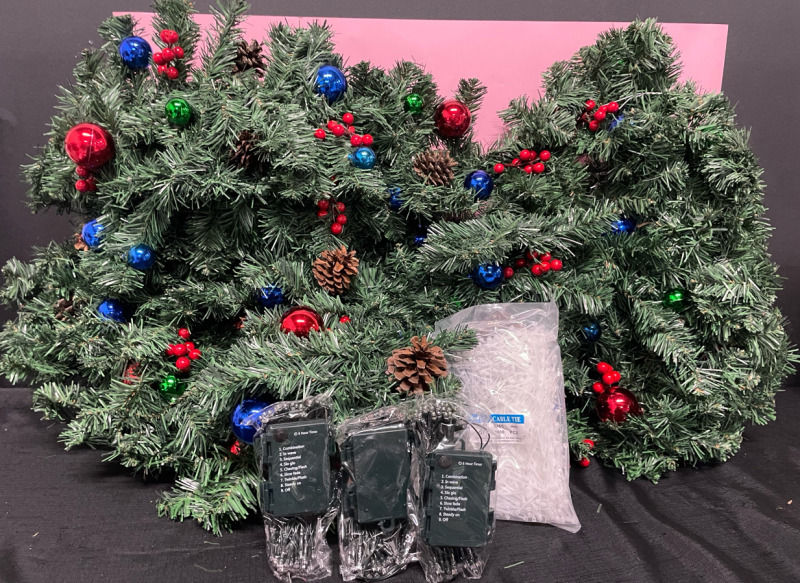 NEW approximately 400 inches of predecorated faux pine needle Christmas decoration