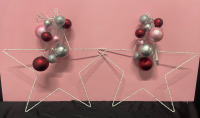 2 Christmas window star silhouettes lights with ball ornaments , 15 in 40LED warm white