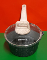 Carote Black Granite Saucepan with Easy Pour Edge and Glass Lid