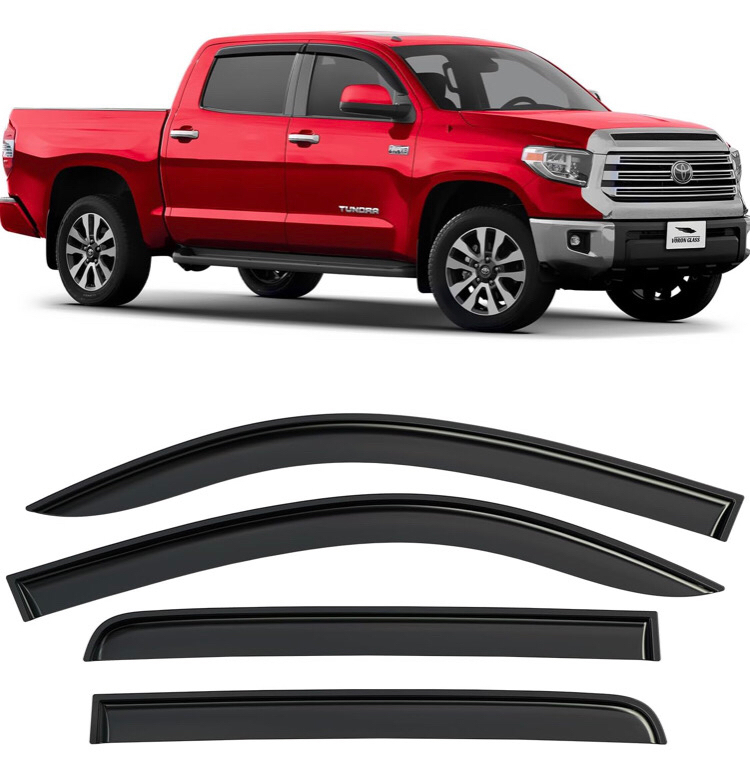 New Tape-on Extra Durable Rain Guards for Toyota Tundra 2007-2021 CrewMax