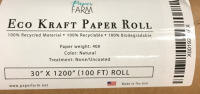 As New Paper Farm Eco Kraft Paper Roll 30&rdquo;x1200&rdquo; 100 FT Roll