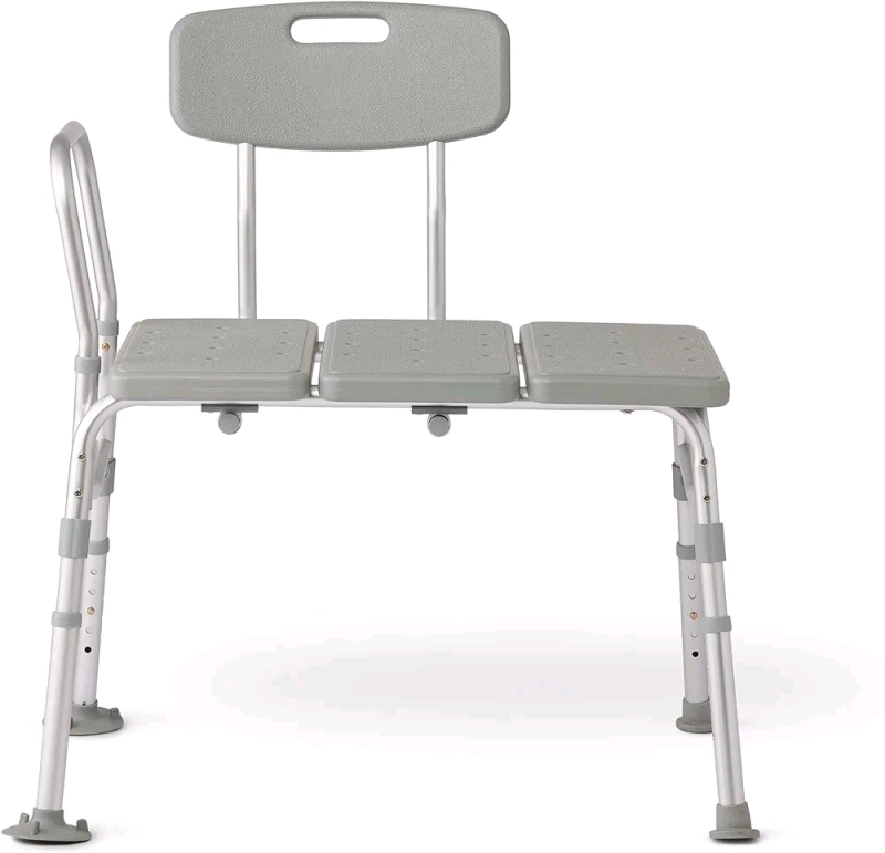 New Medline Guardian Transfer Bench with Back - Grey