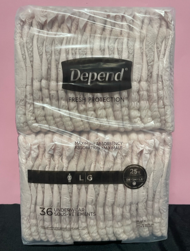 NEW Depend Fresh Protection Maximum Absorbency Women Size Large 36 Underwear