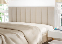 TBfit NEW Upholstered Wall Mounted Headboard for King Size Bed, Soundproof Peel and Stick Headboards, Tufted Floating Dorm Bed Headboard, Pack of 12 Panels Sized 10&rdquo; x 24&rdquo;, Beige