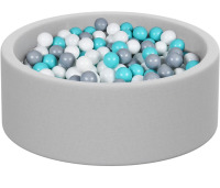 NEW nowilt Foam Ball Pit- Gray Ball Pit for Kids 36 x 11 with 200 Colored Balls. Ball Pit for Toddlers, Babies, Young Children. Hours of Healthy Activity & Development (Gray/White/Turquoise)