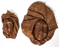 2 Really Neat Vintage Leather Art Faces