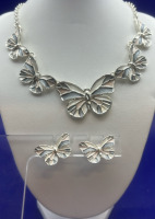 Butterfly Enamel Silver Necklace Set