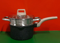 Carote Black Granite Large Saucepan with Steamer Insert. 7.5W x 4.25"H not including Steamer
