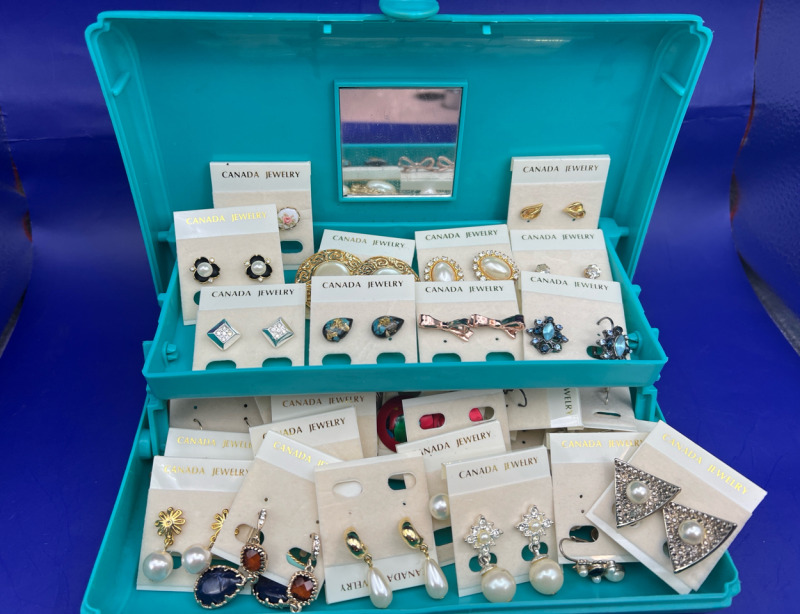 Assorted Pierced Earrings in Teal Box