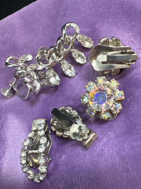 Stunning Vintage Coro Marquise Earrings + AB Clips