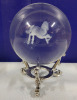 New - HDCrystalGifts 2.5" 3D Horse Carving Decor Crystal Ball Paperweight with Display Stand - 2