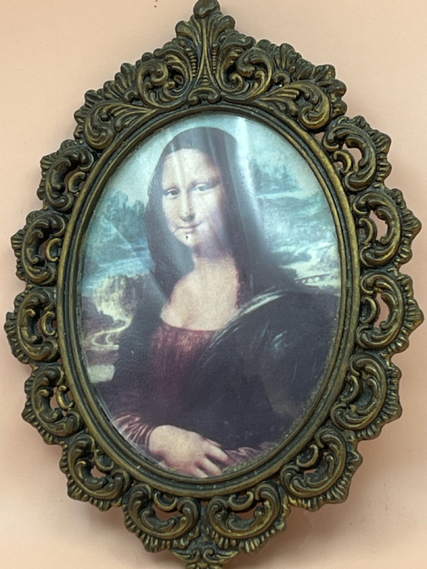 Brass Framed Mona Lisa print on fabric