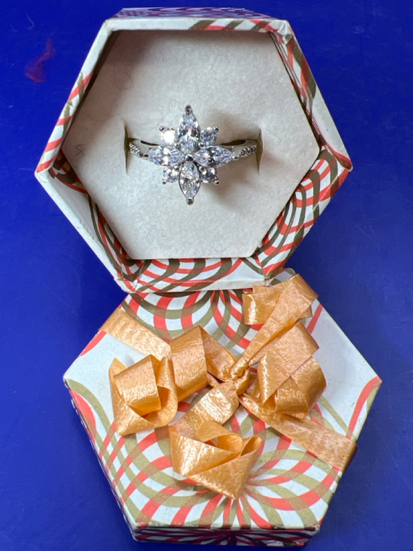 Sterling Silver CZ Star Ring Size 7