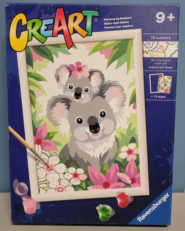 New - Ravensburger CreArt Paint By Numbers , 15 Colours . Box measures 8"&times;10"