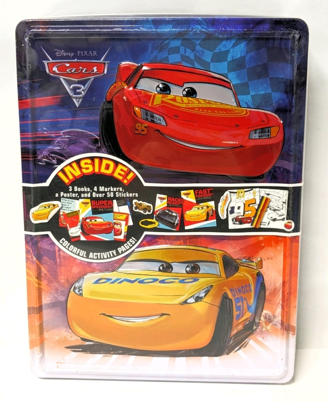 New Disney CARS 3 Activity Set with 3 Books, 4 Markers, a Poster & Over 50 Stickers