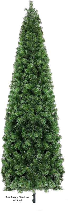 7.5ft Green Pencil Christmas Tree Artificial Holiday Skinny Tree w/o Stand