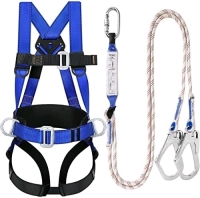 TRSMIMA Safety Harness Fall Protection with Shock Absorbing Lanyard and Comfortable Waist Pad - Full Body Harness OSHA/ANSI Compliant, ASTM F1774certified<br/>