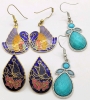 Bright & Vibrant Jewelry, Cloisonne Earrings, Bracelets + - 6