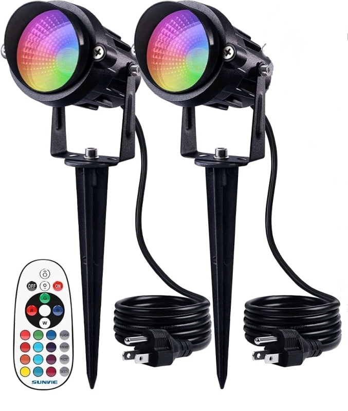 2 SUNVIE Indoor 12W LED Spot Lights with 2 Stakes & Remote Control