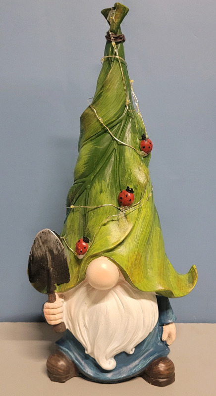 New - Outdoor Solar Light-Up Garden Gnome , Measures 13.5" Tall