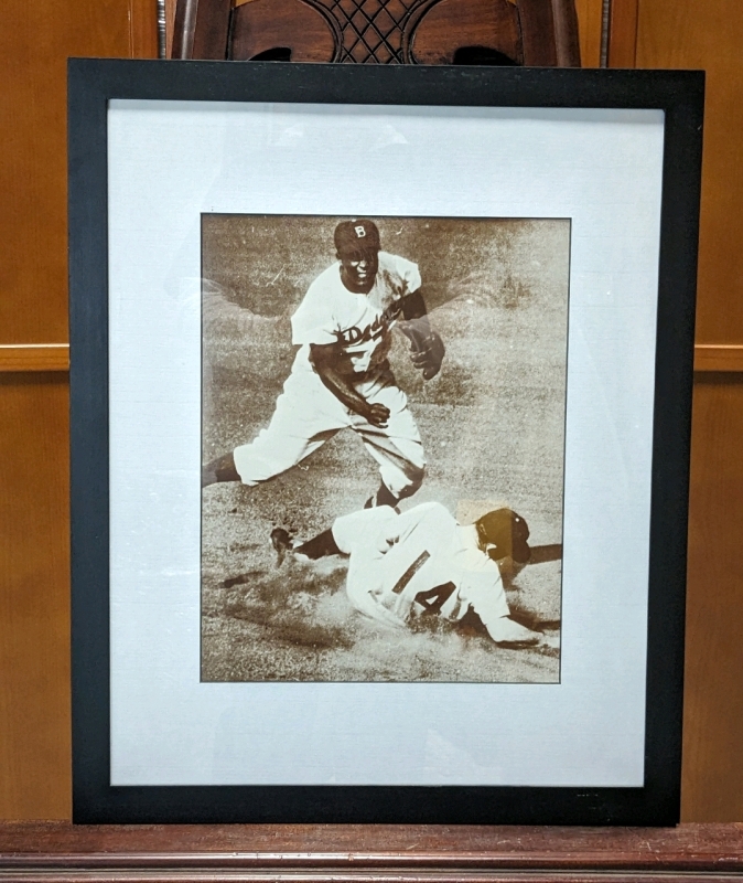 Framed Print of Jackie Robinson Brooklyn Dodgers 17.5" x 31.75"