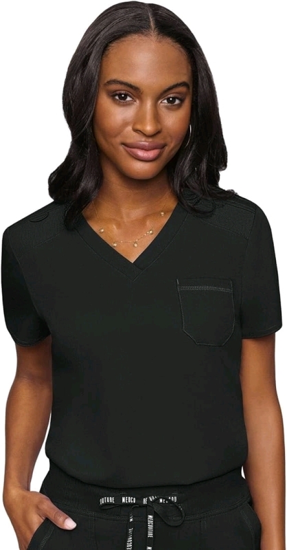 New Med Couture Touch Women’s Chest Pocket Tuck in Top (Size Large)