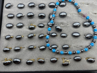 Vintage Genuine Hematite Stone Earrings Necklace