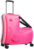NEW 20"/24" Ride-on Travel Suitcase with Password Lock Rolling Luggage with Wheels, Carry Trolley and Special Design for Ride on，Perfect for Family Vacations and Trips (Color : Pink, Size : 24Inch)
