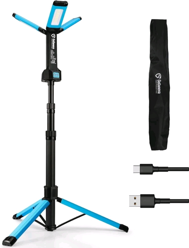 New - GoGonova Rechargeable Work Light with Stand, Cordless Work Light with Triple LED Lamps