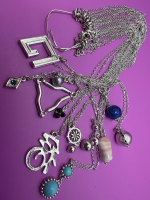 12 Vintage Silver Necklaces on original Ring Holder