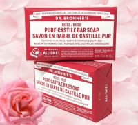 2 New Bars DR BRONNER'S Rose Pure-Castile Bar Soap (140g ea)